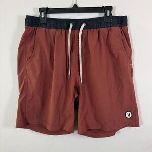 Viori Mod Tech Board Shorts Men Rust Red Elastic Waist Drawstring Logo Size M